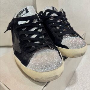 Golden Goose Black and Silver Glitter Sneakers